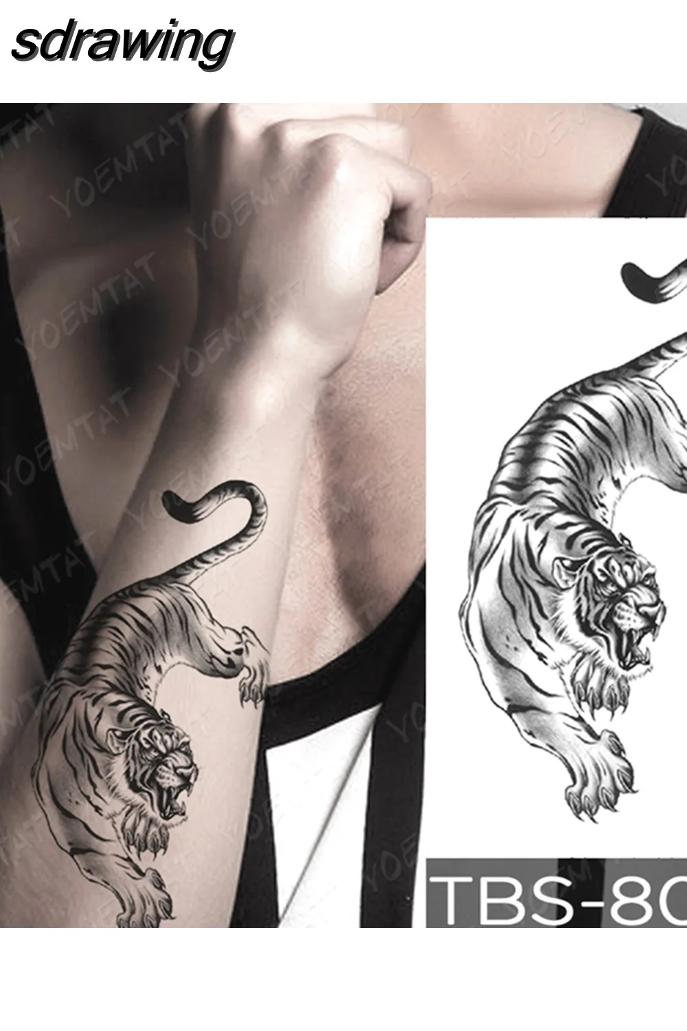 sdrawing Temporary Tattoo Sticker Yin Yang Dragon Feather Wings Flash Tattoos Wolf Totem Body Art Arm Fake Tatoo Men