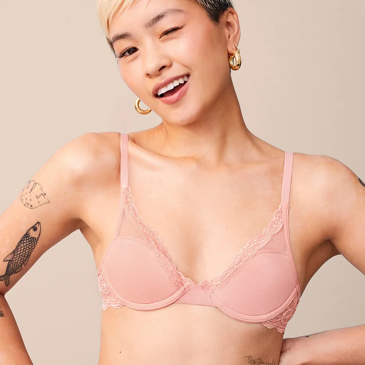 Laidback Lace Bra Coral Cloud