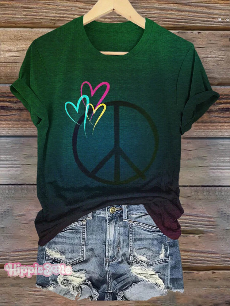 Peace And Love Art Print T-Shirt Muilticolor / S