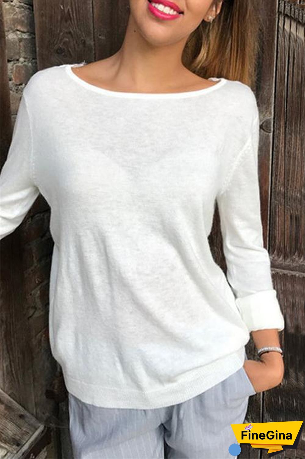 Lace-paneled Halter Long-sleeved T-shirt
