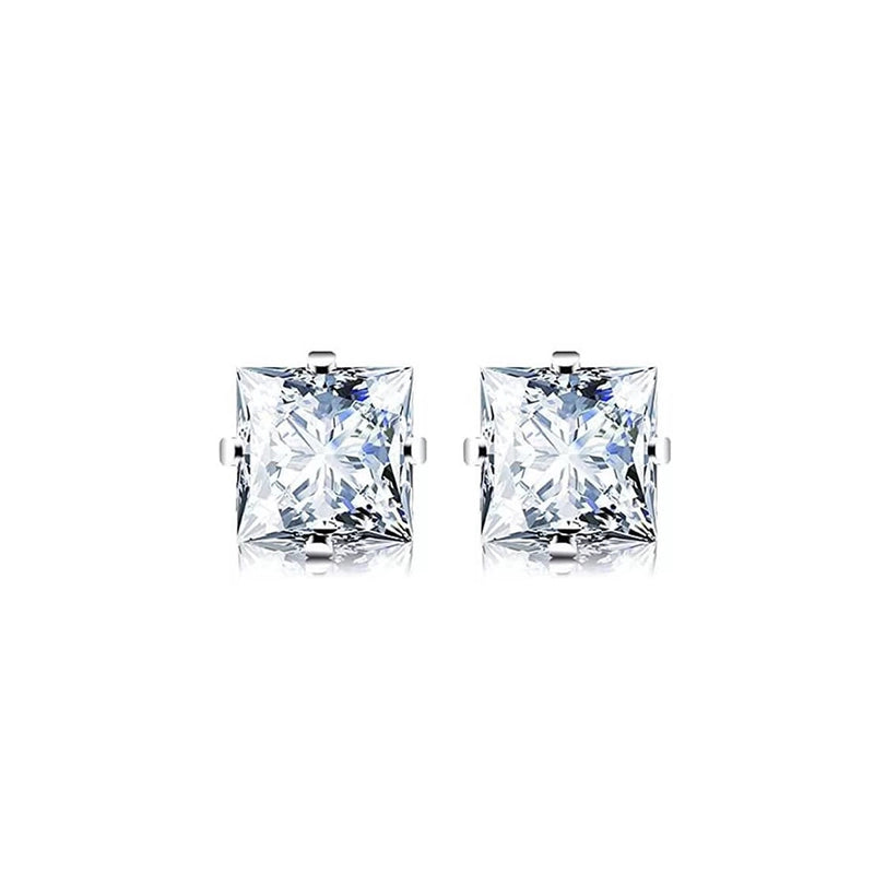 1 Pair Minimalist Square Inlay 304 Stainless Steel Zircon Ear Studs