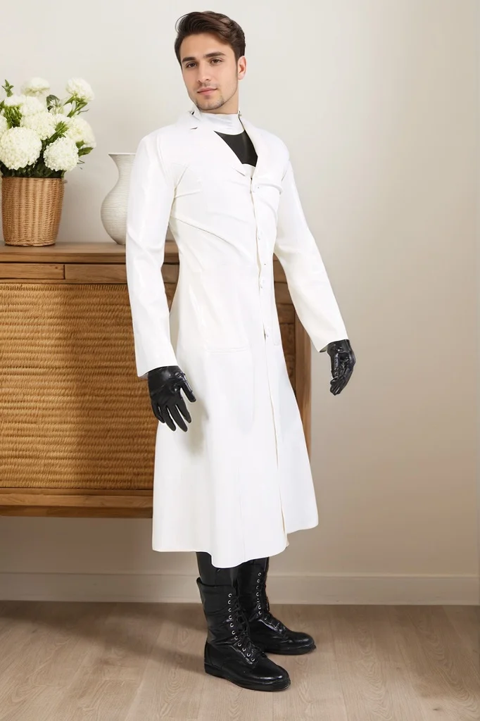 Men Classic Latex coats Single-Breasted