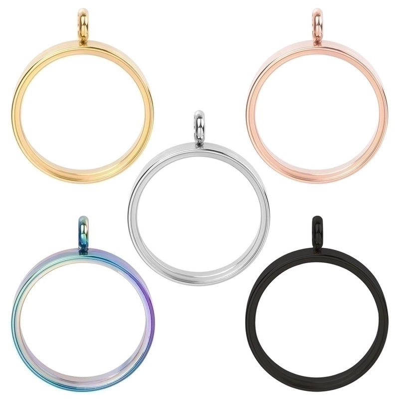 2 Pieces 304 Stainless Steel 18K Gold Plated Circle Solid Color Polished Pendant