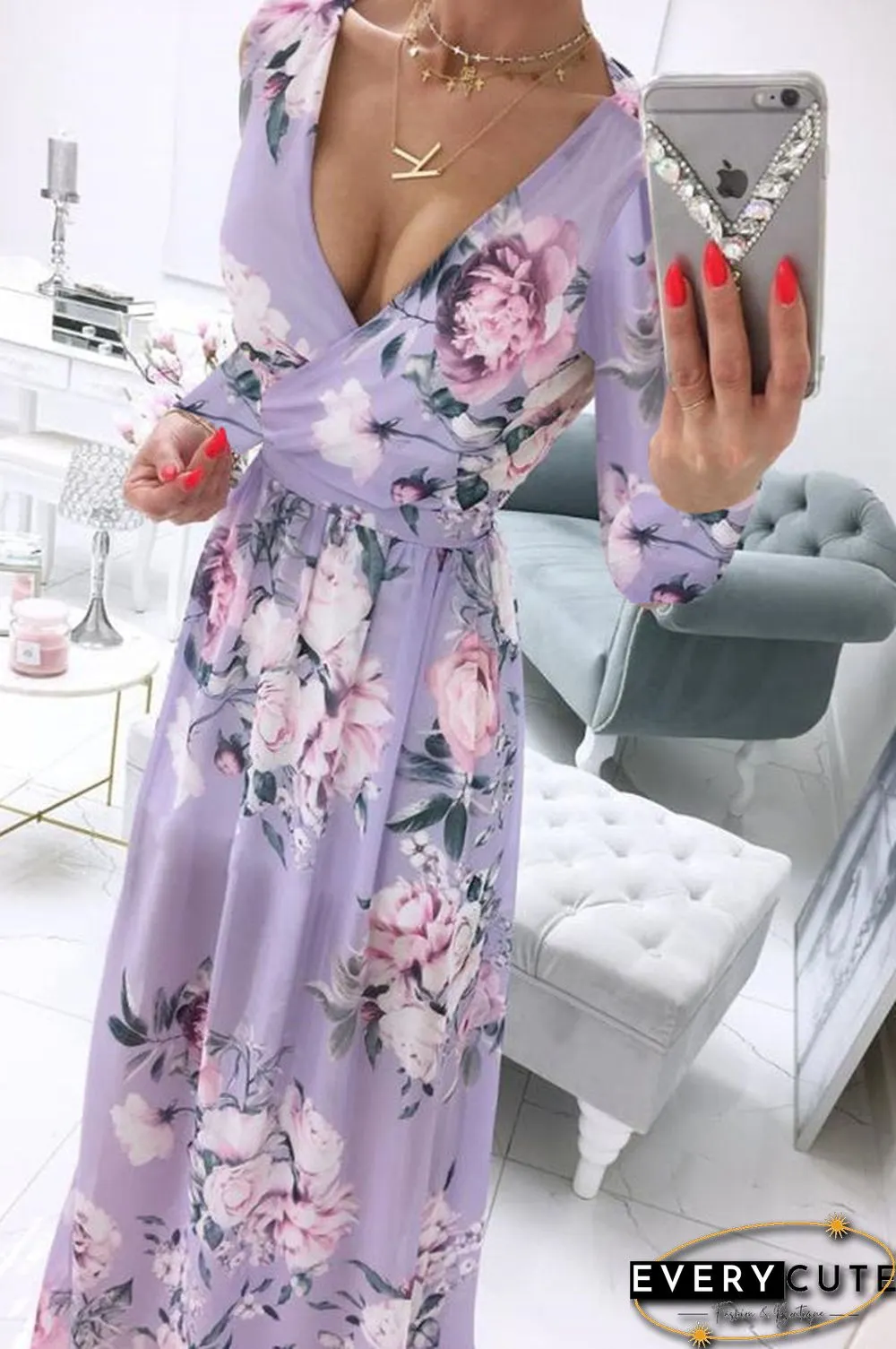 Enchant My Dreams Floral Slit Maxi Dress