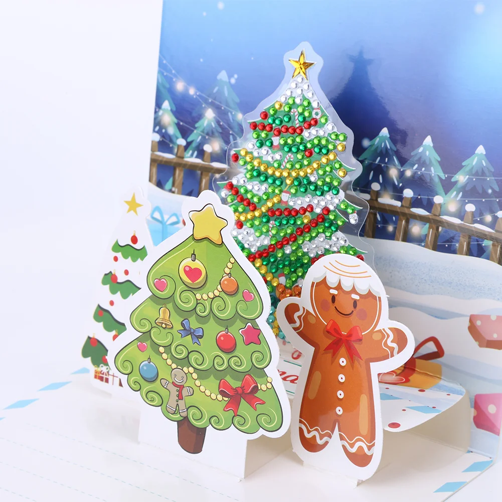 6pcs Diamond Drawing Card Santa Special Shape Gifts for Family Friends and Lover【With White Envelope】