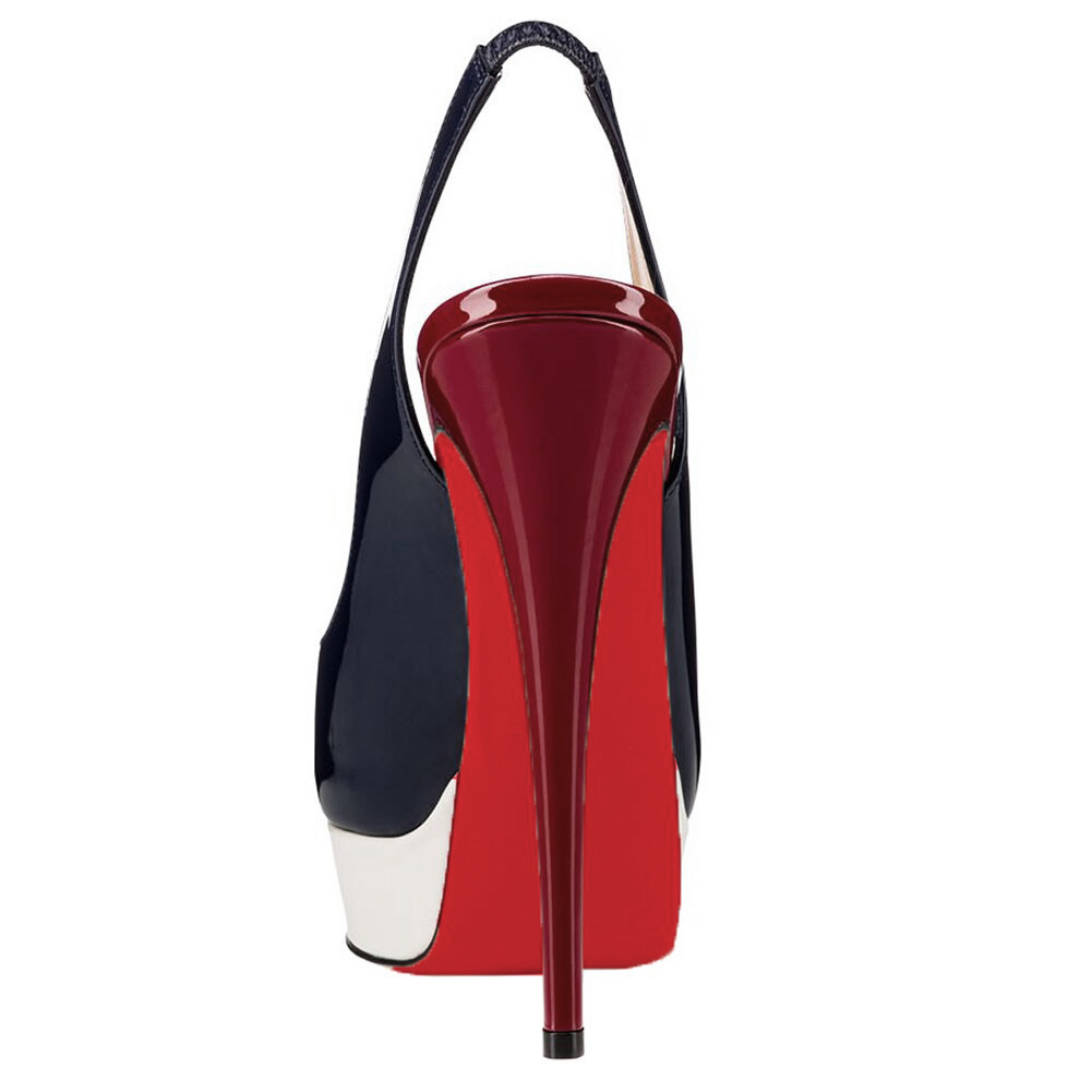150mm Slingback Sandals Platforms Sky High Party Blue Burgundy Pumps-vocosishoes