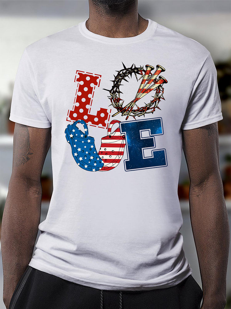 Love USA Independence Day Crew Neck T-Shirt