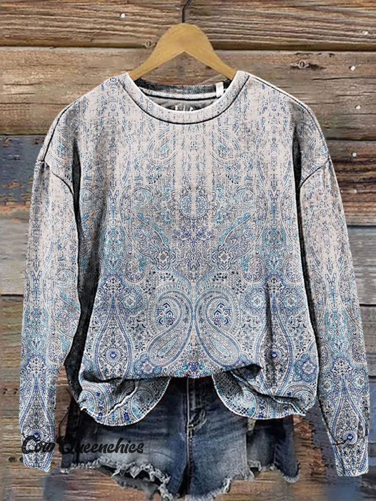 Paisley Pattern Art Print Casual Sweatshirt Multicolor / S