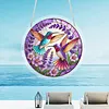 (25cm)DIY Acrylic Jigsaw Puzzle Window Hanging with Hanging Chain DIY Stained Glass Decoration Round Window Puzzle Decor for DIY Craft Project (Stained Glass Hummingbirds)
