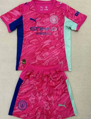 2025/2026 Manchester City Goalkeeper Pink Jersey Football Shirt 1:1 Thai Quality Kids Size