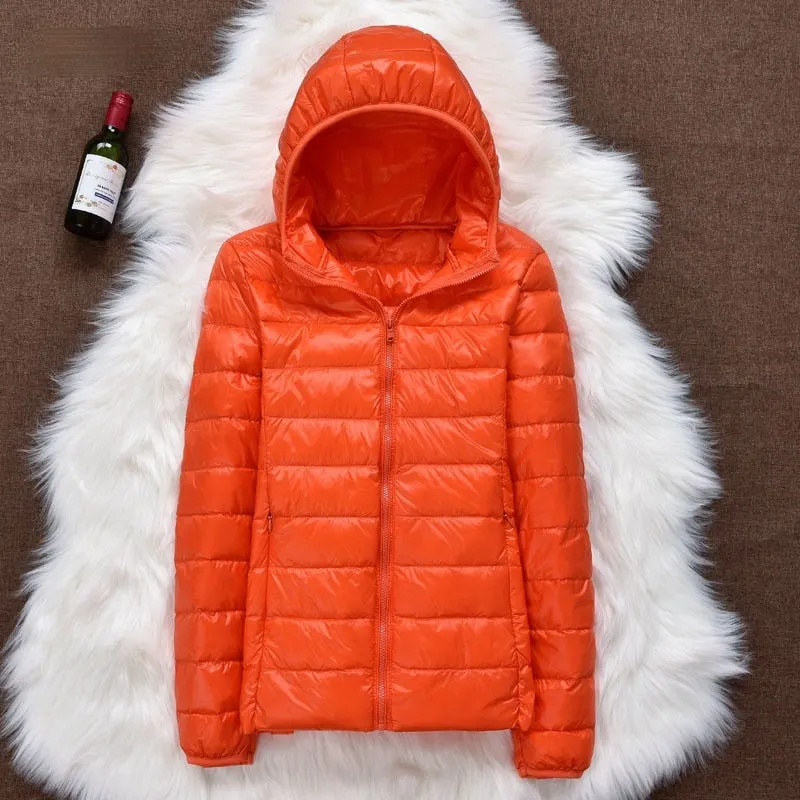Ailegogo New Autumn Women Ultra Light Down Jacket 90% White Duck Down Hooded Coat Warm Coat Parkas Female Portable Outwear