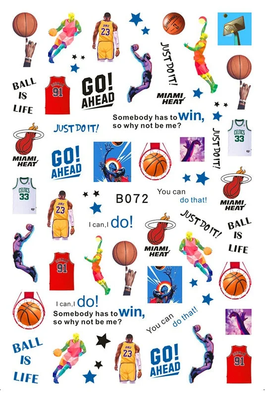 3D Flag Sport Nail Stickers for Manicure Fire Clover Decoration Decals Back Glue Designer Gymnastics Nail Art Sticker