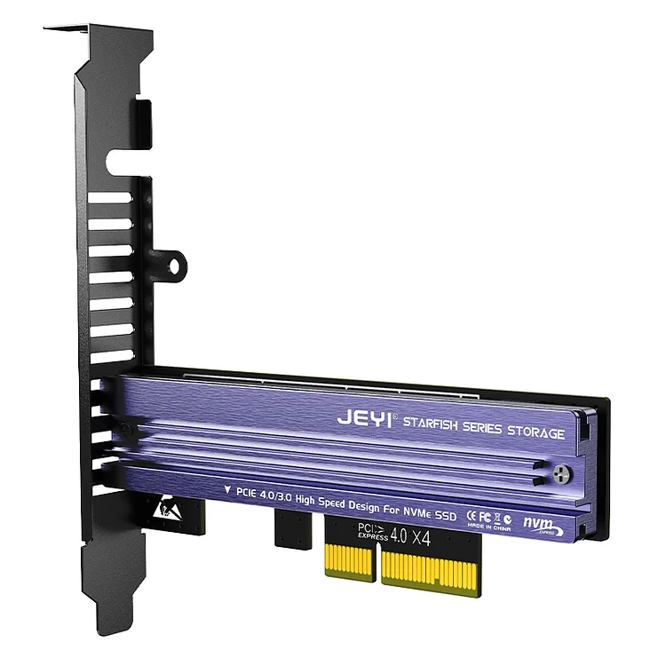 JEYI NVME to PCIe Adapter With Aluminum SSD Heatsink, NVMe  64Gbps Gen4 PCIE x1 X4 X8 X16 Expansion Card for Desktop