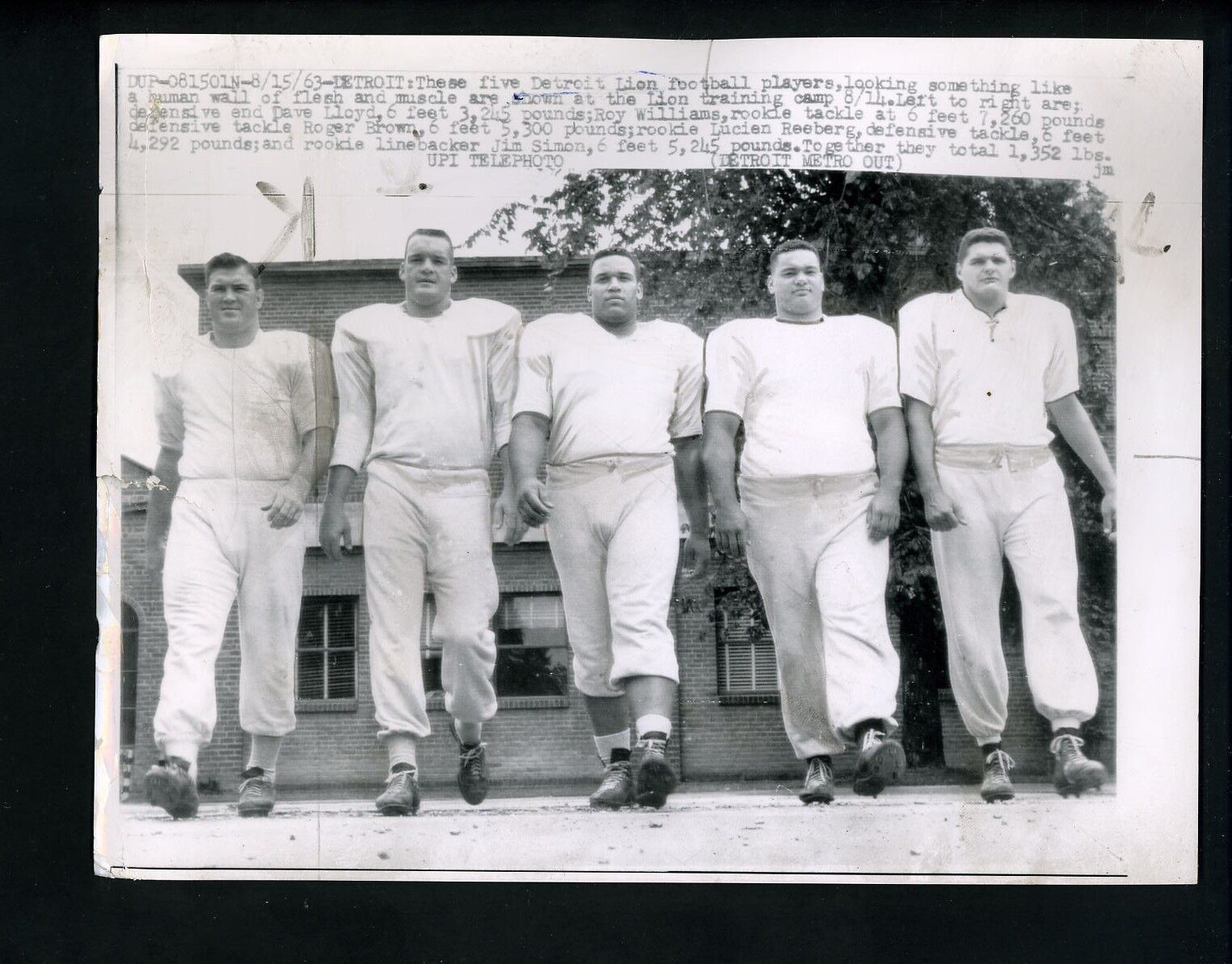 Detroit Lions 1963 Press Photo Poster painting Dave Lloyd Roy Williams Roger Brown Reeberg Simon