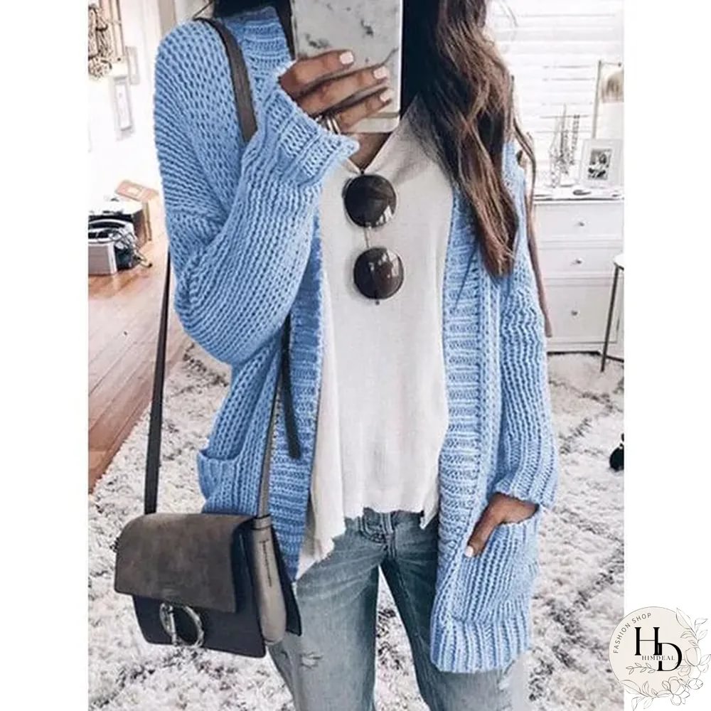 Knitted Solid Long Sleeve Blouses