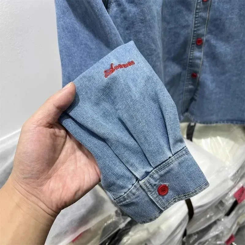 Athvotar Athvotar Embroidered Cowboy Shirt 2025 Spring/Winter Mid-Autumn Relaxed Casual Design New Hundred Shirt Coat