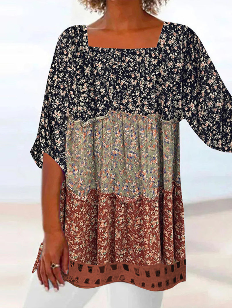 Women Half Sleeve V-neck Solid Color Dress