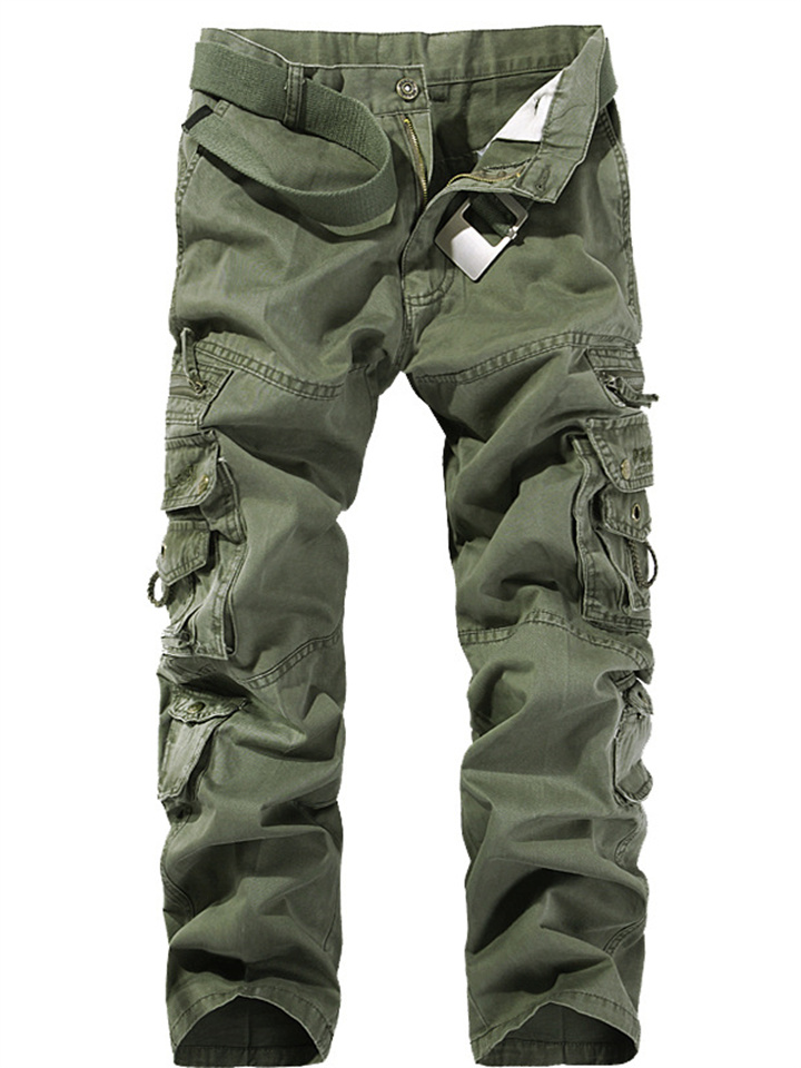 Men's Cargo Pants Tactical Pants Tactical Work Pants Multi Pocket Straight Leg Plain Full Length 100% Cotton Tactical Black khaki Micro-elastic
