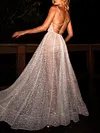 Shiny Gauze Plunging Maxi Dress