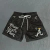 Trust God's Plan graphic-print mesh shorts