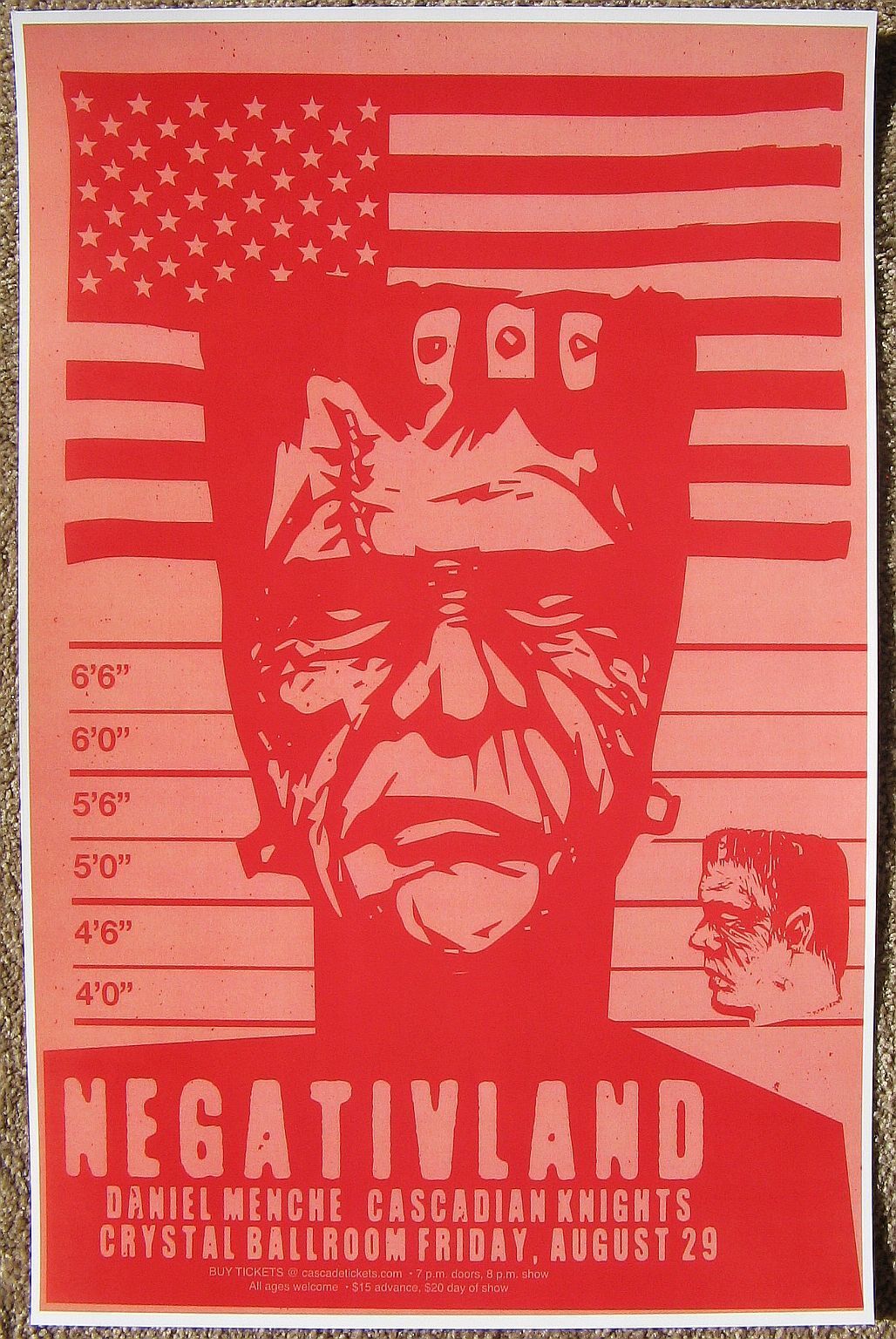 NEGATIVLAND 2014 Gig POSTER Portland Oregon Concert