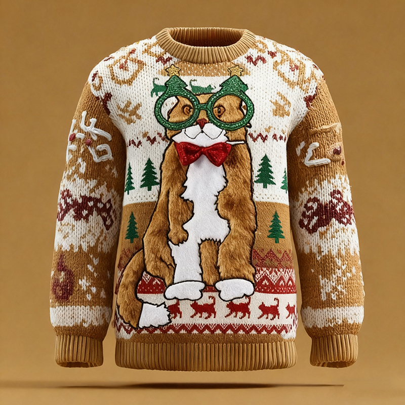 Classic Nordic Pattern Of Cats Ugly Christmas Sweater elevenforest