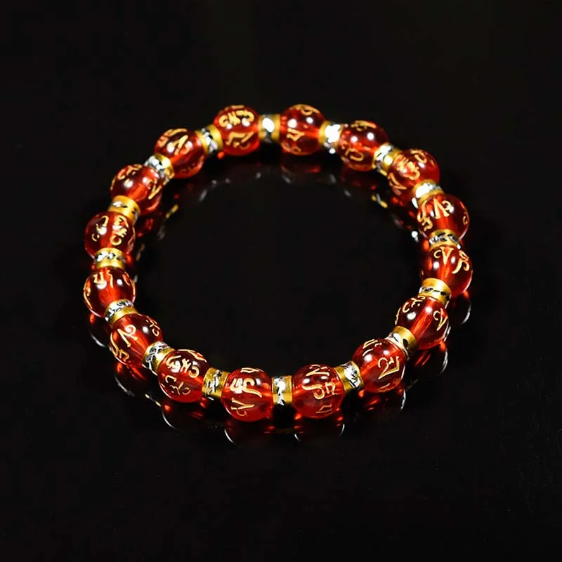 Feng Shui Green Agate Mantra Support Bracelet