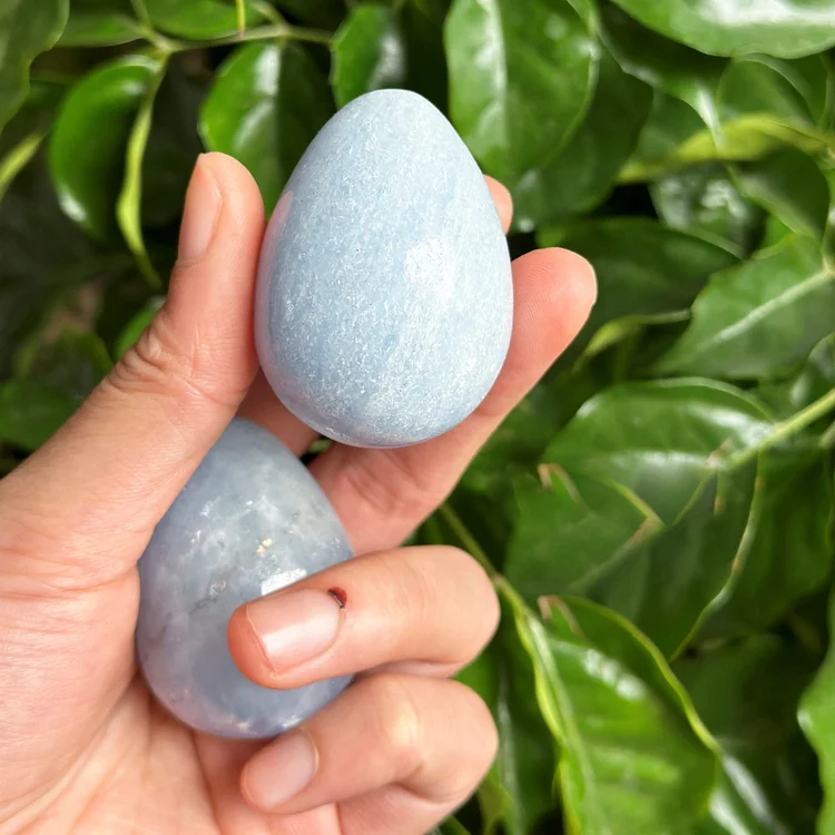Olivenorma Polished Aquamarine Blue Egg Shaped Crystal Egg