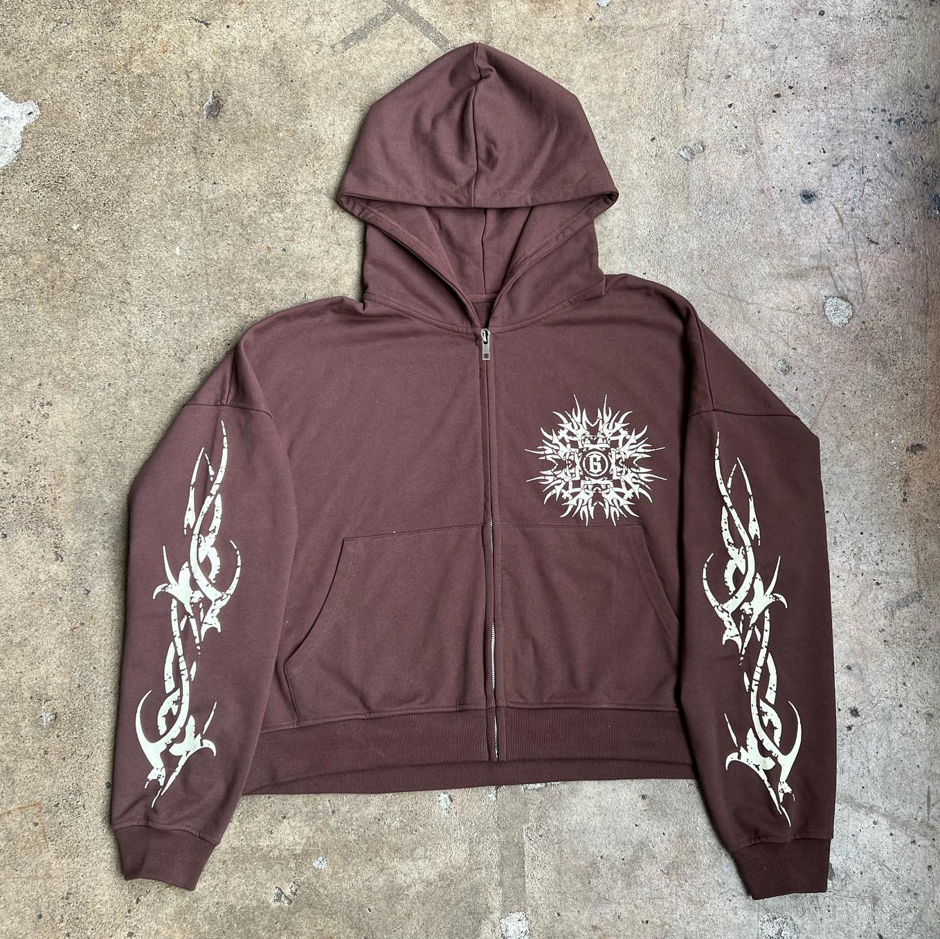 Casual Print Long Sleeve Zipper Hoodies