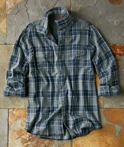 Men's Casual Check Print Long Sleeve Lapel Shirt