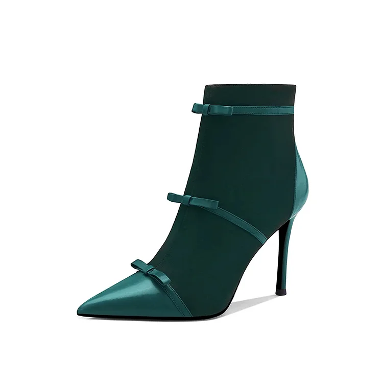Green Tri Straps Fashion Boots Stiletto Heel Ankle Boots |FSJ Shoes