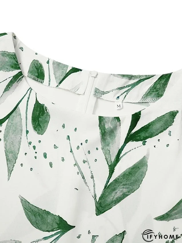 Women's Dress Set Two Piece Dress Shift Dress Midi Dress Green 3/4 Length Sleeve Floral Print Summer Spring Crew Neck | IFYHOME