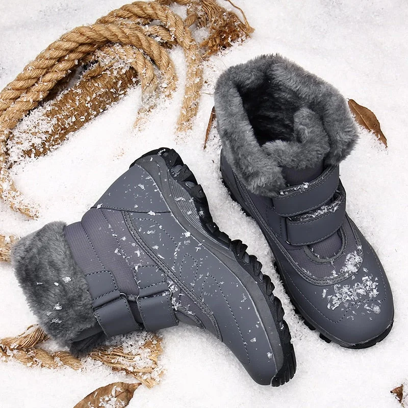 Nine o'clock Winter Woman's Stylish Snow Boots High-top Warm Lined Anti-skid Shoes Outside Casual Slip-on Black Gray Footwear