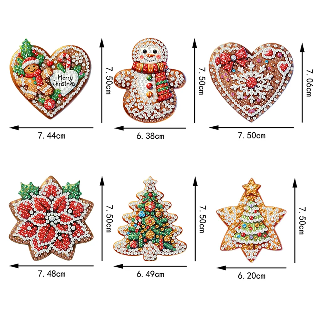 6pcs Merry Christmas 2D Flat DIY Diamond Art Pendant Wall Door Decoration