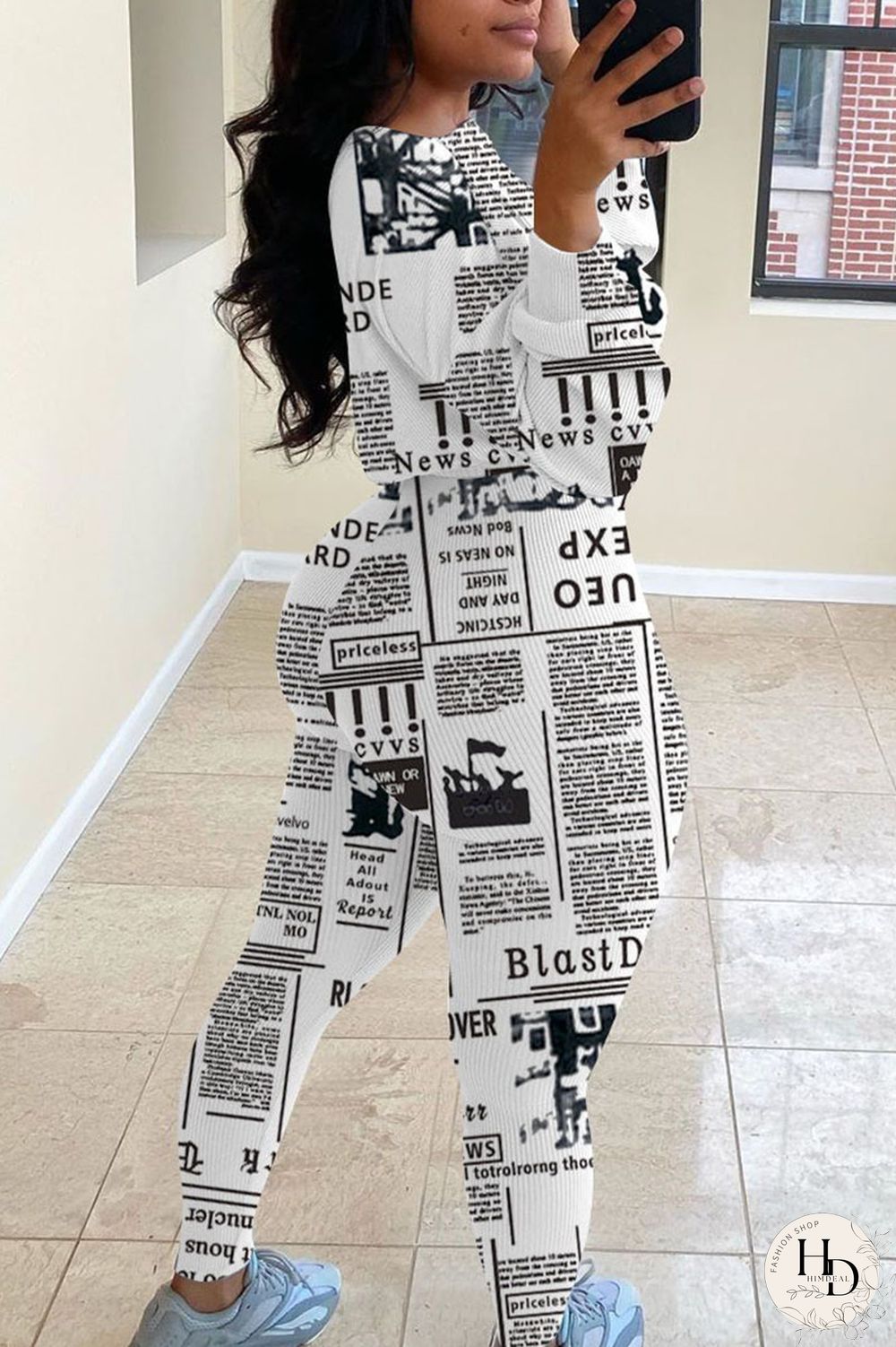 purple Casual Print Split Joint O Neck Long Sleeve Two Pieces