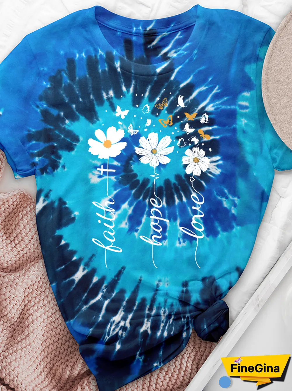 Faith Hope Love Floral Tie-Dye Print Tee