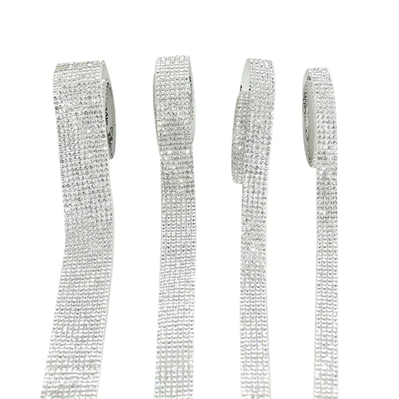 1 Yard Self-Adhesive Rhinestone Tape Flat Crystal Glass Stone Ribbon Clothes Garment Shoes Bag DIY Crafts Sewing Accessories