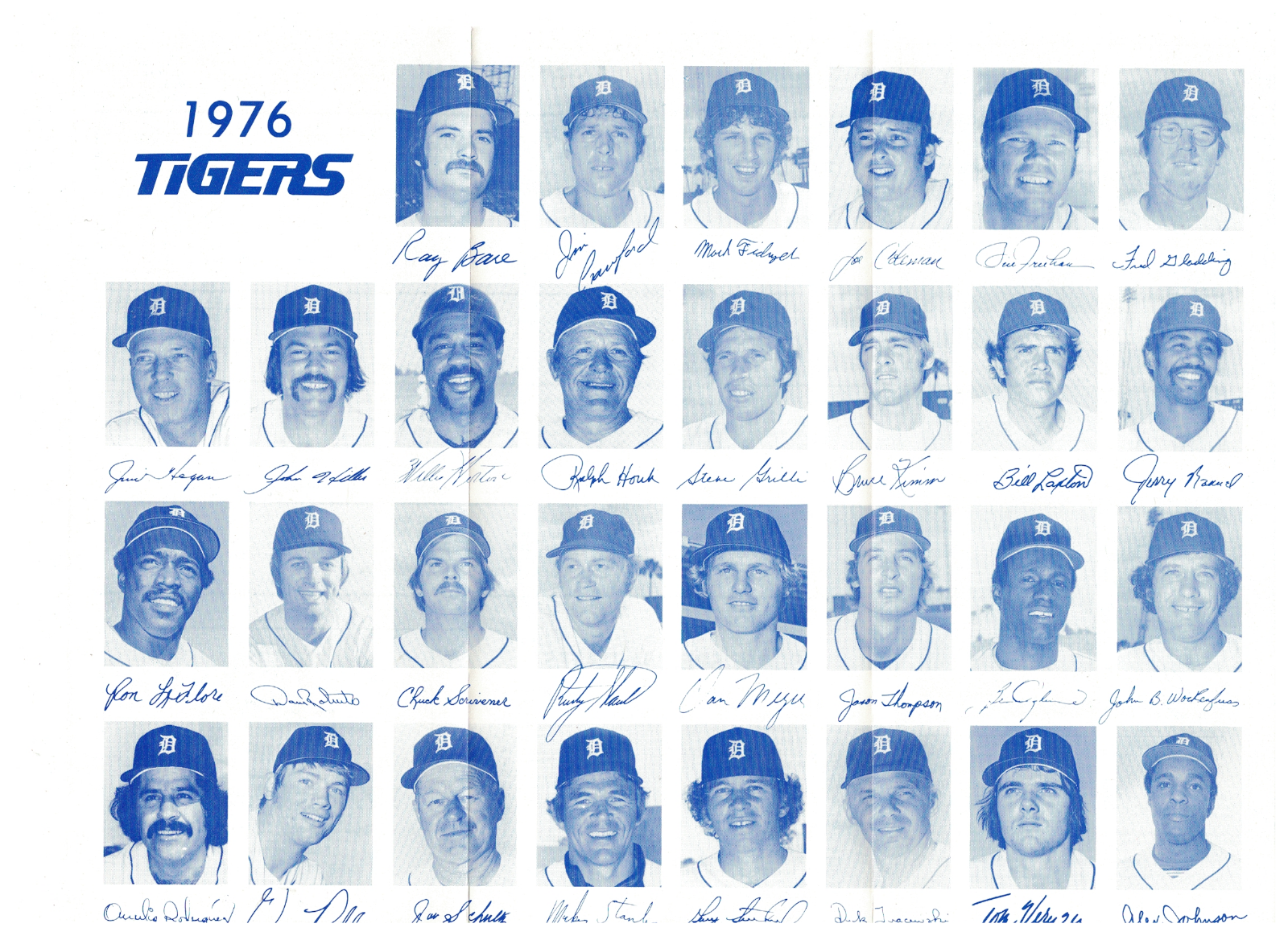 1976 Detroit Tigers MLB Baseball Photo Poster painting Team Roster Schedule Sheet Mark Fidrych