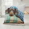 Dachshund Stamped Cross Stitch Pillow Cover Kit 11CT 3 Strands 45x45cm Handmade Embroidery Cushion Cover for tapestrymarket