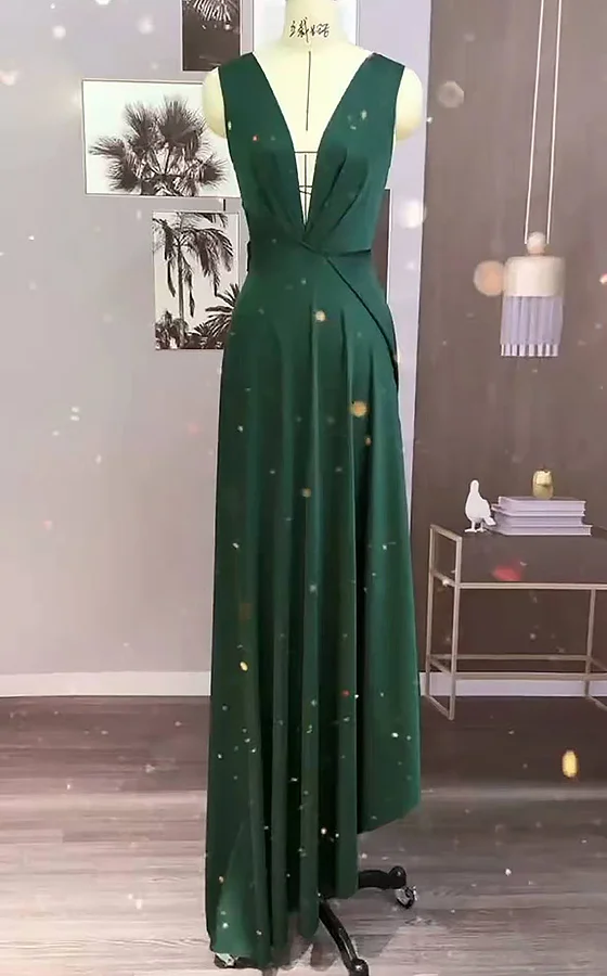 Miabel Dark Green Sleeveless Bridesmaid Dress
