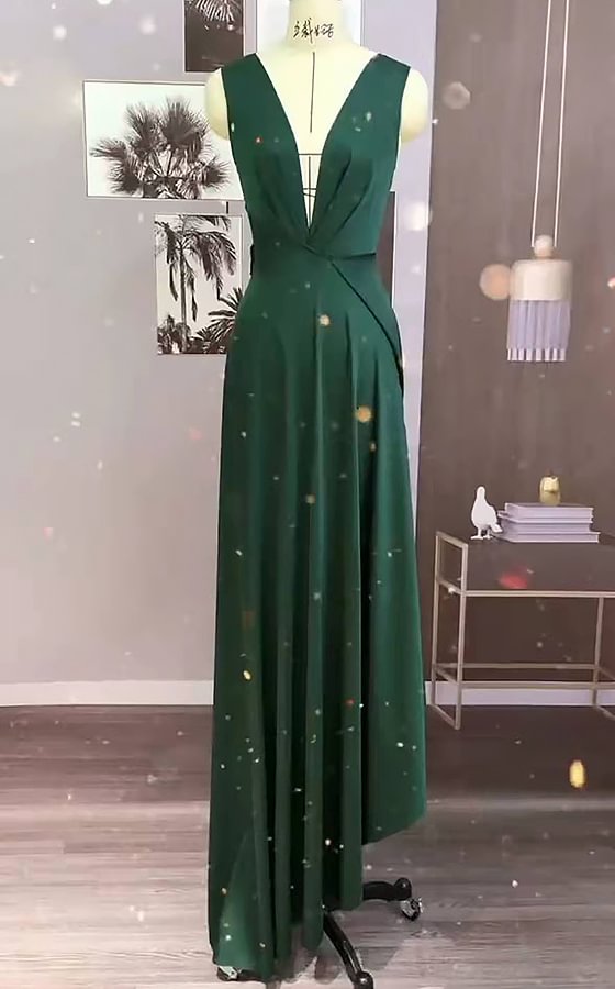 Sleeveless Dark Green Bridesmaid Dress PD0314