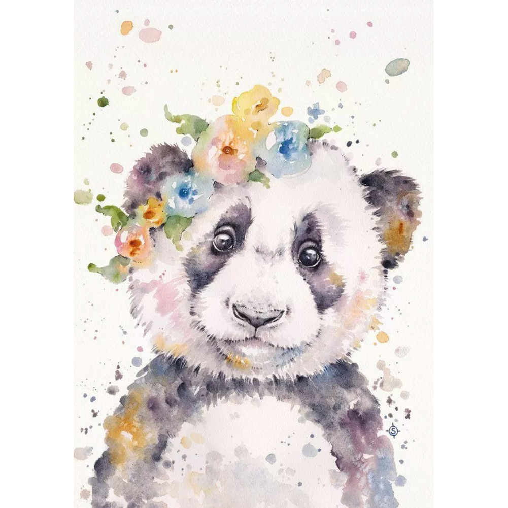 

30*40CM - Round Drill Diamond Painting - Color Flower Panda, 501 Original