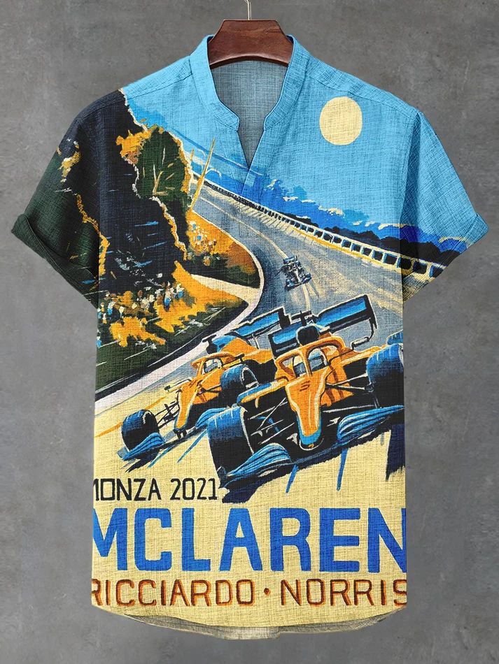 Men's McLaren 1-2 Monza - Formula 1 Art Print V Neck T-Shirt