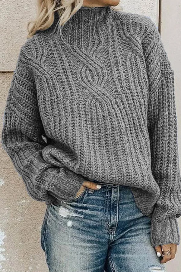 Fashion High Neck Knit Sweater