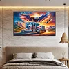 (70*40cm)Eagle Wolf Truck - Full Round Drill Diamond Painting