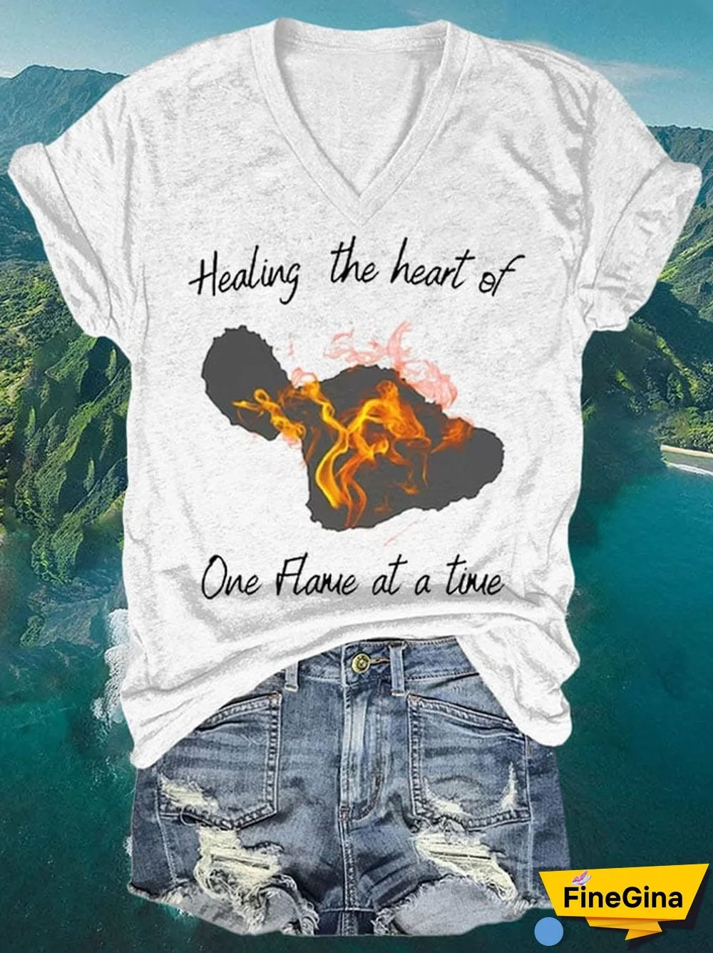 Hawaii Wildfire Event Women's Casual Print T-Shirt