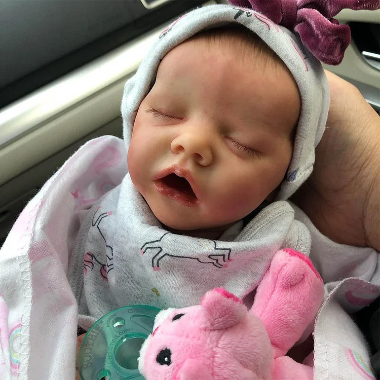 [Heartbeat💖 & Sound🔊]17" Cute Lifelike Handmade Sleeping Girl Baby Doll Named Rencen,Special Gifts for Children Rebornartdoll® RSAW-Rebornartdoll®