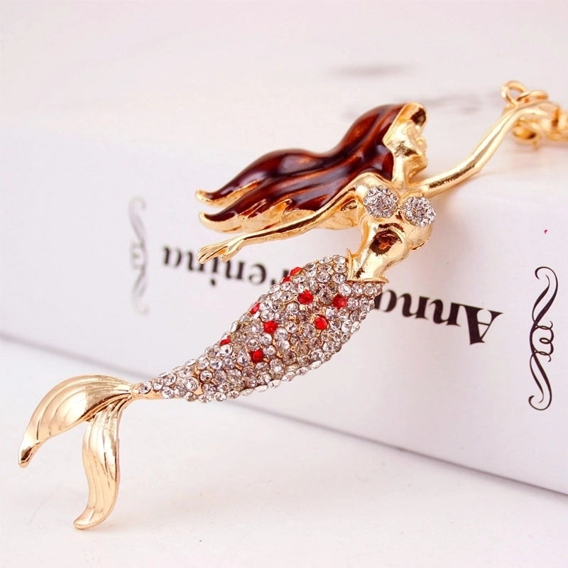 Korean Creative Cute Diamond Mermaid Rhinestone Keychain