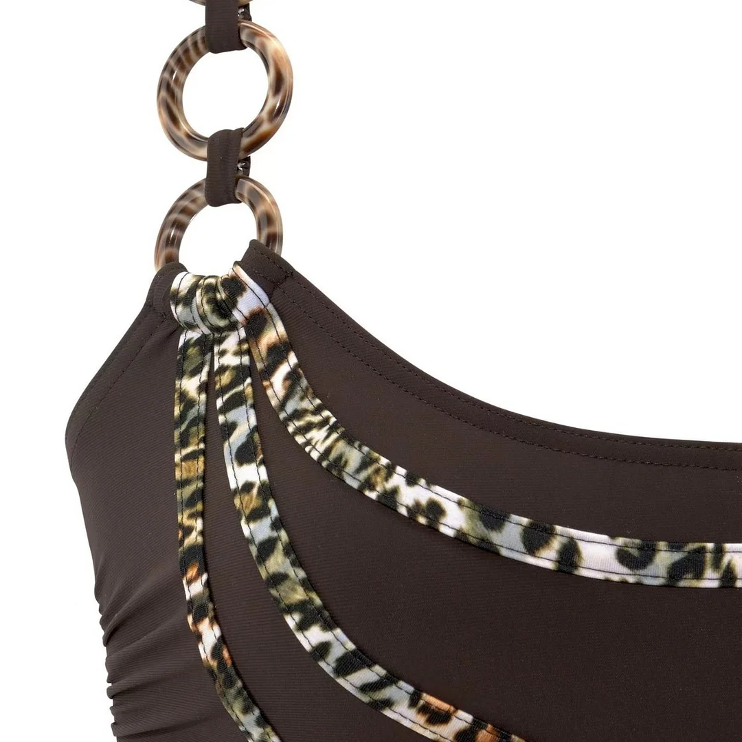 Churchf New Rounded Shoulder Strap Adjustable Band With Body Swimsuit Female Bareback Swimsuit Women's Solid Color Beachwear