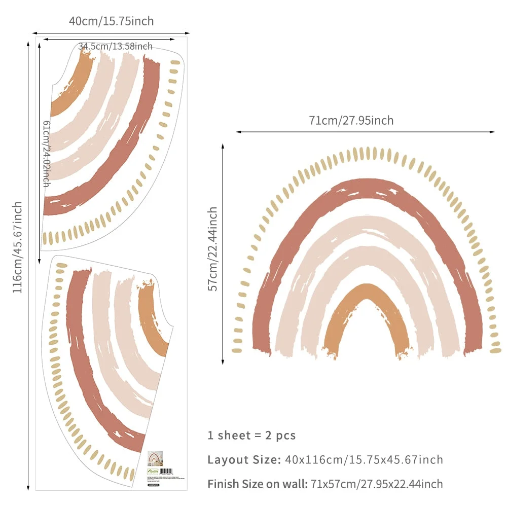 Big Rainbow Watercolour Home Decor Wall Sticker Self-Adhesive for Children's Room Living Room Nursery Decals Nordic Kid Stickers